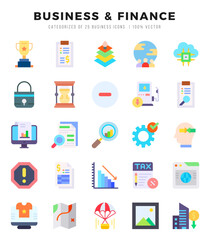 Business & Finance Flat icons collection. 25 icon set in a Flat design.