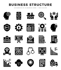 Simple Set of Business Structure Related Vector Glyph Icons.