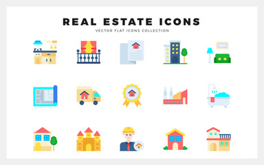 15 Real Estate Flat icons pack. vector illustration.
