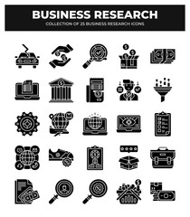 Collection of 25 Business Research Icons: Boost Your Market Research and Data Analysis