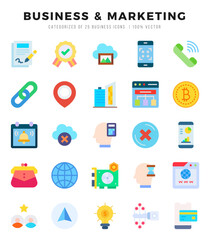 Business & Marketing Icon Pack 25 Vector Symbols for Web Design.