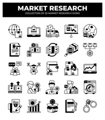 Collection of Market Research Icons: Data Analysis. Marketing. and Business Strategy