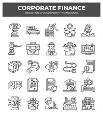 Collection of 25 Corporate Finance Icons: A Visual Guide to Financial Concepts