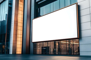 A Large Blank Billboard Mounted on the Exterior of Modern Building: Bold Urban Display for High-Impact Brand Messaging