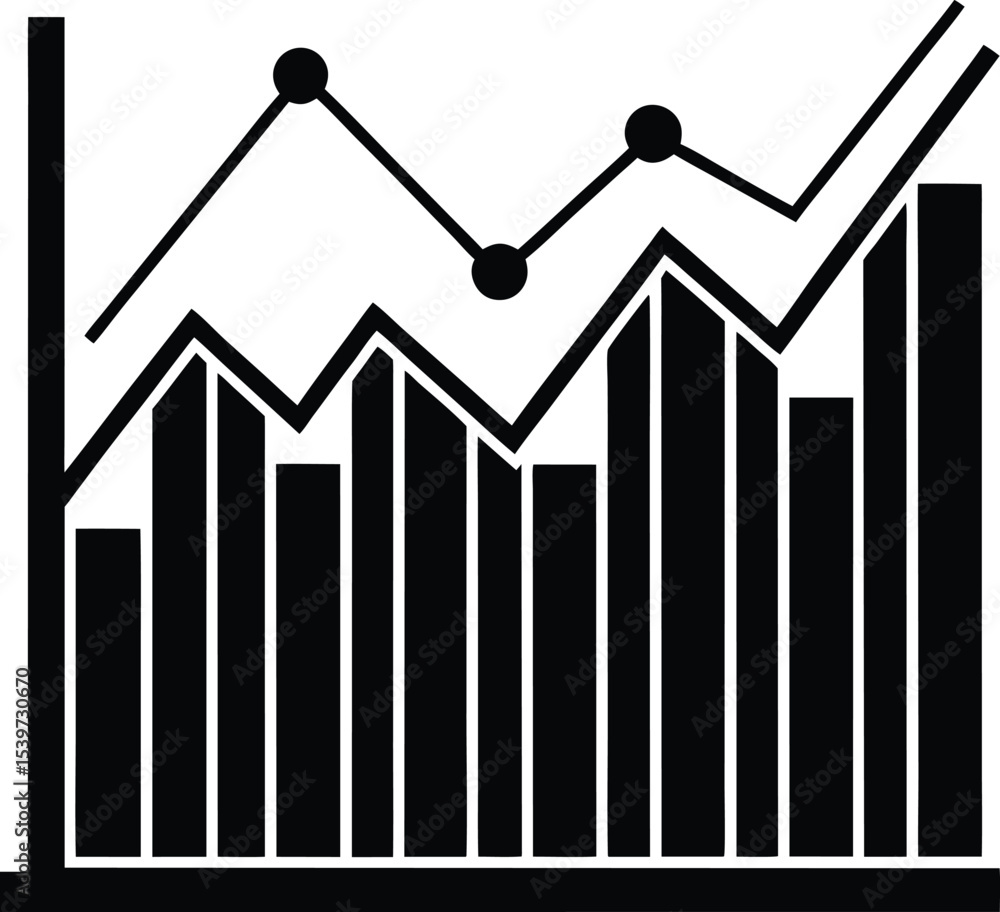 Aufkleber a visualization showing bar chart with silhouette line graph overlay on top of bars