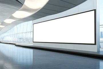 Airport Advertisement Huge Wall Format Mockup with Blank Surface: Grand-Scale Branding Display in Global Transit Hub