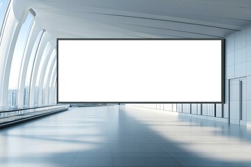 Airport Advertisement Huge Wall Format Mockup with Blank Surface: Grand-Scale Branding Display in Global Transit Hub