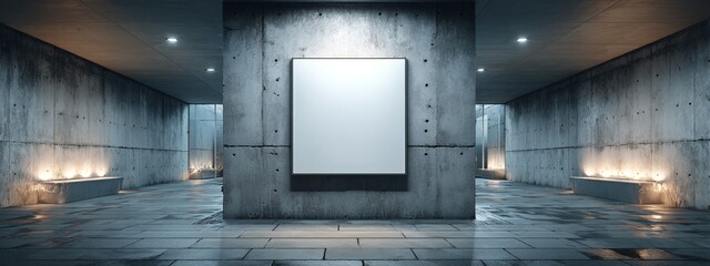Minimal modern interior with 12x12 square white frame mockup on wall, clean automotive-themed decor with bright lighting highlighting the frame, perfect stylish environment for car enthusiasts.