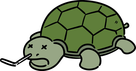 Illustration of turtle killed by plastic
