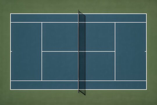 Overhead View of a Tennis Court Lines, Net, and Gameplay Strategy