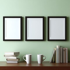 Poster Frame Mockup.Modern Living Room Wall Art Display.