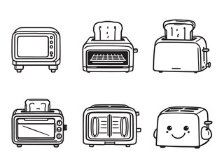 clean line drawing of electric toaster for breakfast