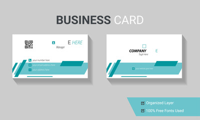 Professional Double-sided simple clean horizontal business card template