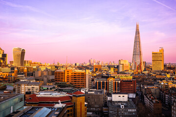 London sunset. View on business modern district	
