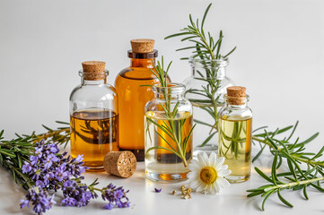 essential oil with lavender flowers