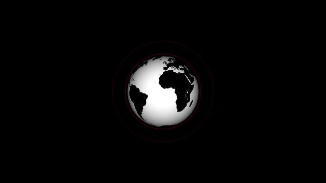 3d rotated earth planet background, abstract gray globe planet , with radio waves loop out animation .