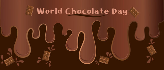 World Chocolate Day Template Banner Design with Chocolate Bars