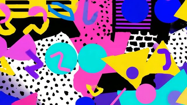 Retro 90s Abstract Patterns. Bright and energetic abstract patterns reminiscent of the 1990s. featuring bold geometric shapes playful lines and a dynamic color palette.