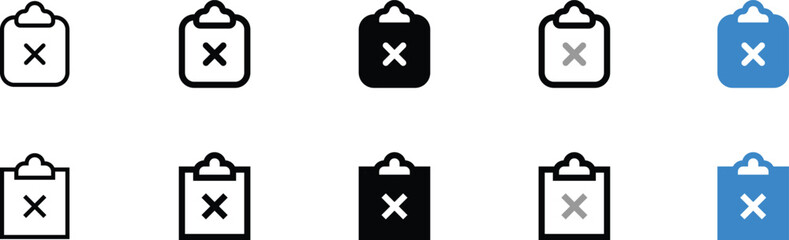Set of Clipboard Icons with Rejection Mark
