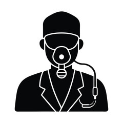 Silhouette of anesthesiologist with oxygen mask