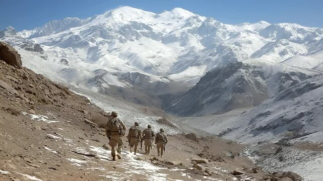 Military escort for diplomatic delegation through mountain pass