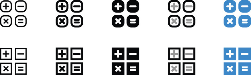 Calculator Icon Set in Various Styles