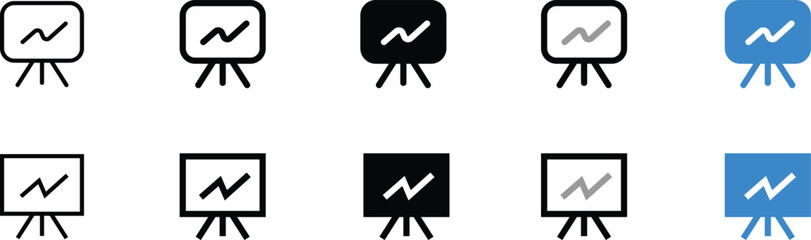 Set of Simple Presentation Board Icons in Various Colors