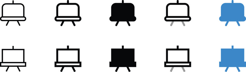 Vector Illustration of Various Easel Icons in Different Colors