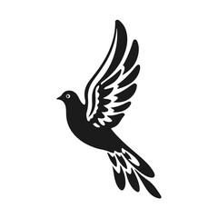 Flying bird silhouette vector, peaceful dove drawing, freedom concept art, abstract bird logo, flying bird, bird silhouette, dove vector, abstract bird
