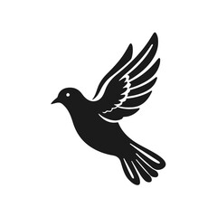 Flying bird silhouette vector, peaceful dove drawing, freedom concept art, abstract bird logo, flying bird, bird silhouette, dove vector, abstract bird