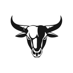 Bull head tribal style horned animal design aggressive expression, tribal bull, horned animal, bull face, vector silhouette	