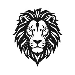 Obraz premium Lion head with detailed mane. Animal icon template. Wild animal, lion king, ferocious predator, wild cat, roaring lion 