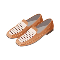Naklejka premium Vector illustration of leather loafers with perforated design on white background