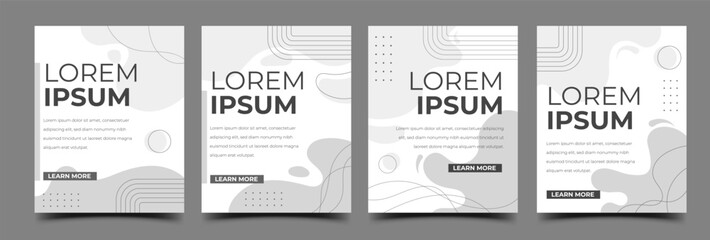 Grayscale social media post template design. Minimal flat texture with line ornament, with place for text.
