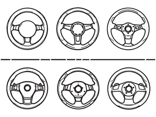 Clean steering wheel line drawing vector for automotive design