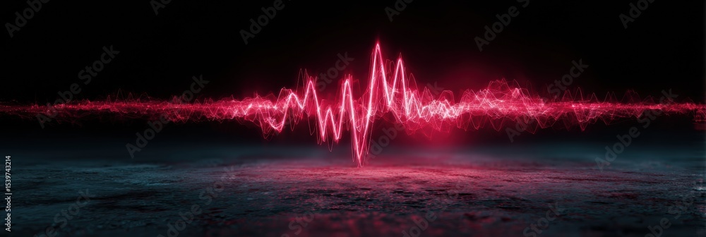 Aufkleber pulse wave depicted in vivid red color displays jagged edges against a neutral background for clear 