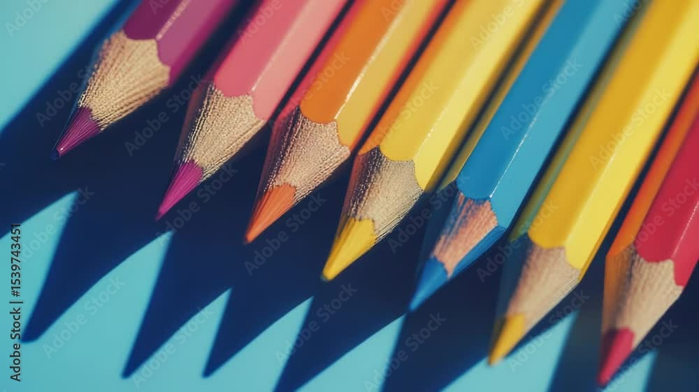 Aufkleber a set of colorful pencils arranged neatly on a surface