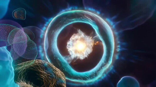pulse of blinding light is released &mdash; the moment ATP is formed. Energy radiates through the cell in waves of light and color. The entire cell pulses with life.