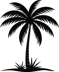 Obraz premium Silhouette of a Palm Tree Against a White Background, Tropical Vibe