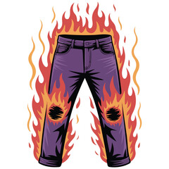 flaming pants design isolated vector illustration © azzedine