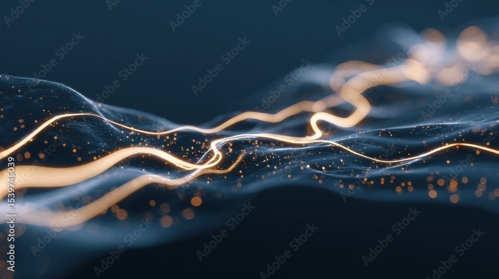 Poster Visualization of Neural Pathways Illuminated by Light Trails Over a Dark Blue Background Showcasing Intricate Connections