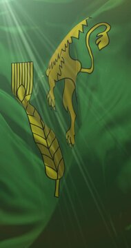 Flag of Kutno County, Lodz Voivodeship, Poland, Loop. 4K Vertical