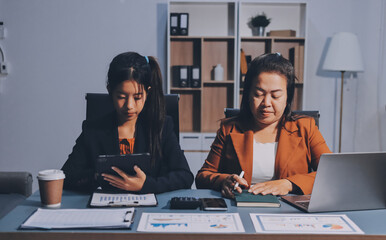 Business Documents, Auditor businesswoman checking searching document legal prepare paperwork or...