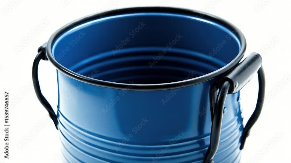 Poster a blue bucket with a handle on a white background