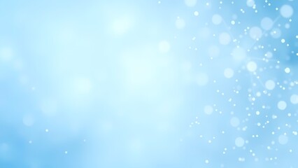 A bright and clean abstract technology background in light blue with a radiant center and a corner cluster of interconnected sparkling particles and bokeh.