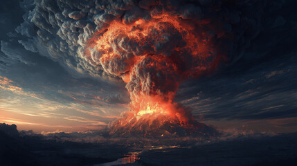 Massive active volcano erupting B Background 2025