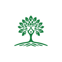 Obraz premium Yoga tree women logo