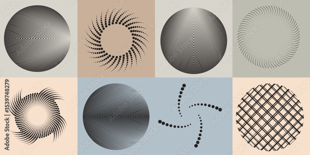 Aufkleber lines and dots in circle form .rotate rounded shape vector illustration .rotating dots form a circle