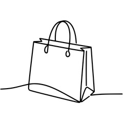 Continuous line drawing of a shopping bag with handles