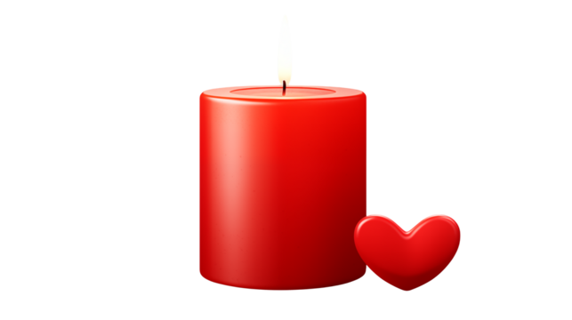 Romantic Red Candle with Heart a perfect Valentine's Day design element - Powered by Adobe